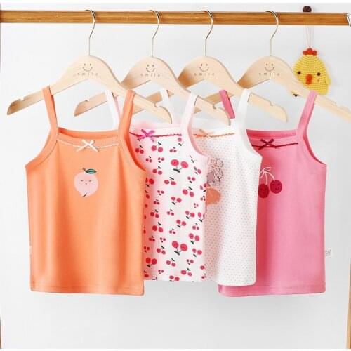 For 1-14 Yrs Cute Girls Cotton T-shirts Kids Floral Print Sport Lace Tank Tops For Children Girl Summer Sleeveless Tops