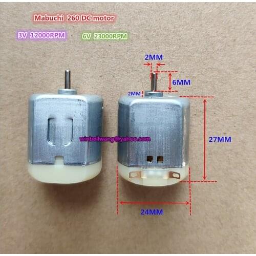 Brand new Mabuchi 260 DC motor high speed 3V 12000rpm 6V 23000rpm metal brush motor