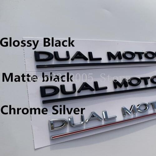 DUAL MOTOR Underlined Letters Emblem for Tesla Model 3 P100D Logo Car Styling High Performance Trunk Badge Sticker Chrome Black