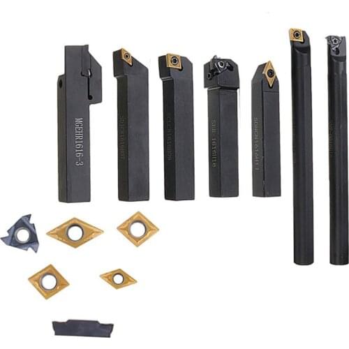 7Pcs/set 16mm Shank Lathe Turning Tool Holder Boring Bar CNC Tools Set With Carbide Inserts and Wrenches Hard Alloy