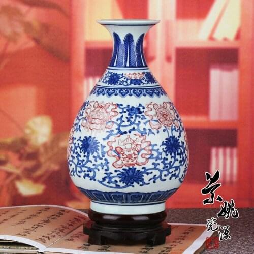 Chinese traditional blue and white porcelain ceramic flower vase for home decor