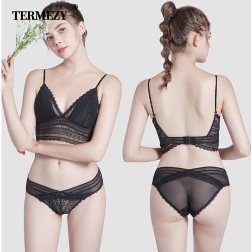 TERMEZY Sexy Wire Free Bra Set Thin Bra Underwear Women Set Ensemble Lingerie Feminina Triangle Cup Lingeries Womens Lntimates