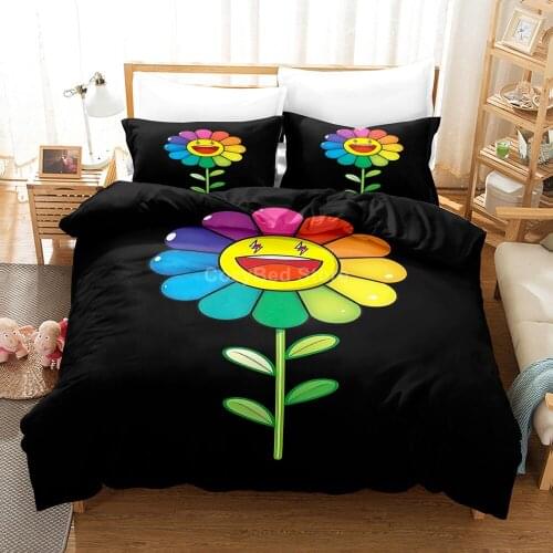 Rainbow Flower Bedding Set Fashion Kids 3d Duvet Cover Sets Comforter Bed Linen Twin Queen King Single Size Cartoon Luxury Gift