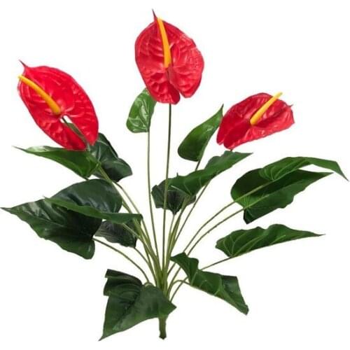 Red artificial flower Succulent 1. Quality 3-Head Anthurium decoration artificial flower искусственный цветок