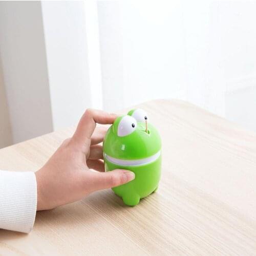Creative cartoon frog automatic toothpick box toothpick bottle plastic toothpick jar storage box home table decoration