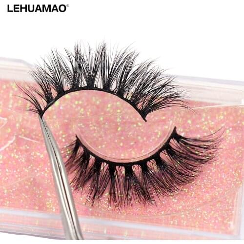 LEHUAMAO Luxury 5D Mink Hair False Eyelashes Wispy Cross natural Mink Lashes Extension Tools Makeup Handmade Mink Eyelashes L04