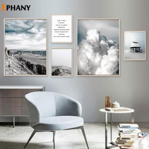 Gobi Desert Beach Clouds Wall Art Nature Landscape Canvas Painting Picture for Living Room Nordic Print Posters Home Decor