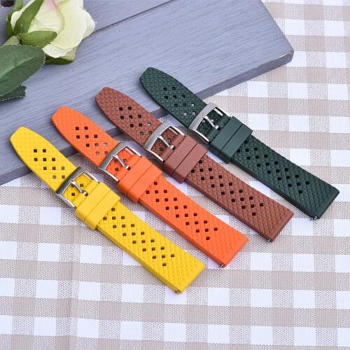 New Designed Honeycomb Fluorine Rubber Strap 18mm 20mm 22mm Quick Release Watchbands For Seiko SRP777J1 Replacement Wristband