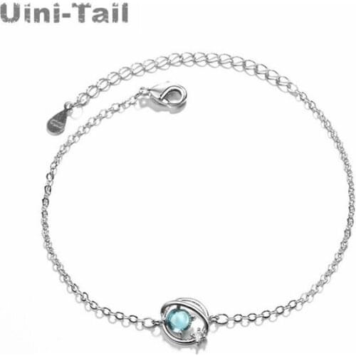 Uini-Tail new hot 925 sterling silver blue glass fantasy universe planet bracelet small fresh aurora star fashion dynamic trend