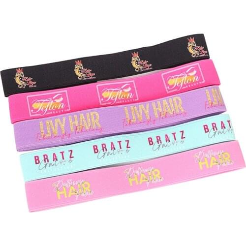 Custom Logo Elastic Band For Wigs Closure Frontal Edge Slayer Band For Laying Lace And Baby Hair Adjustalbe Colorful Melt Band