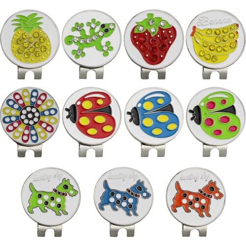Golf Ball Mark w Golf Magnetic Hat Clip Golf Training Aids Golf Marker Pineapple Gecko Strawberry Banana Cute Dog Ladybug