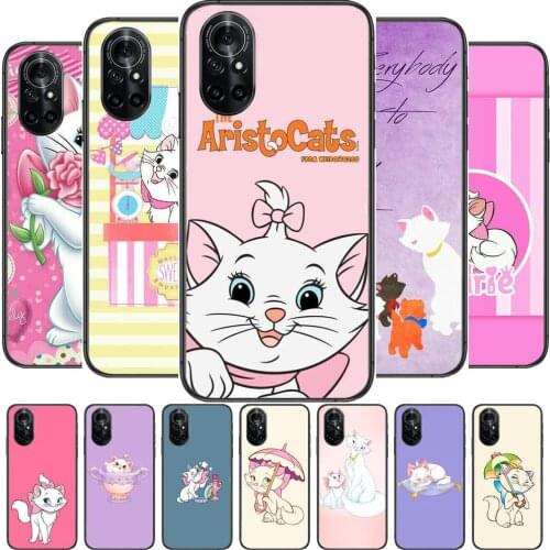 Cute Disney Cat Clear Phone Case For Huawei Honor 20 10 9 8A 7 5T X Pro Lite 5G Black Etui Coque Hoesjes Comic Fash design