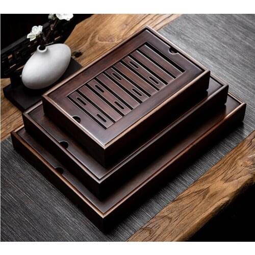 Rectangle Tea Tray-Natural Bamboo Wood Tea Plate Set-Water Storage Tea Table Tea Plate Tea Saucer Chinese Tea Set