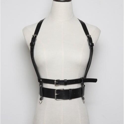 Usexy Fashion Women Harness Punk Strap Girdle Wide PU Elastic Belts Slim Corset Faux Leather Dress Waist Belt Cummerbund Decor