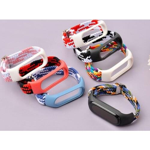 Watch Band Elastic Adjustable Nylon Braided 14mm Bracelet Strap Wris Watchbands for Xiaomi Mi Band 3/4/5/6/NFC