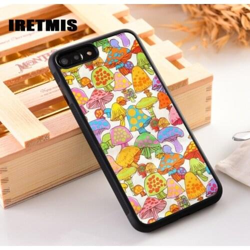 Iretmis Rubber Silicone Phone Cover Case For iPhone 6 6S 7 8 PLUS X XS XR 11 12 Mini Pro Max rainbow mushroom