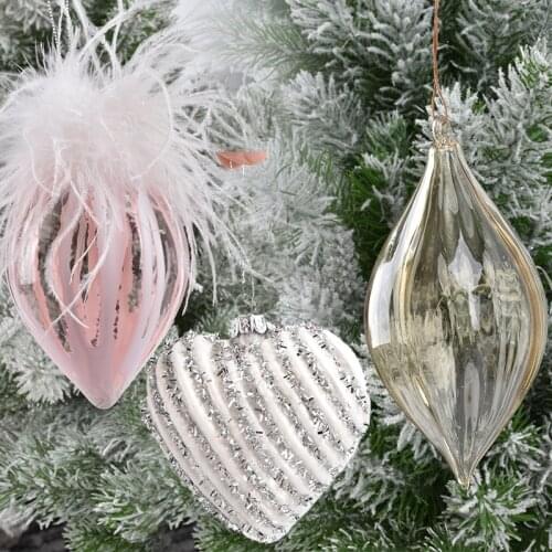Christmas decorations glass double-pointed heart-shaped pendant Christmas tree decoration glass-shaped pendant variety