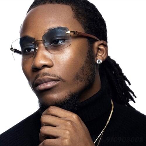 Rimless Rectangle Punk Sunglasses Men Women Vintage Square Driving Sun Glass Frameless Gradient Fashion Eyewear Shades UV400