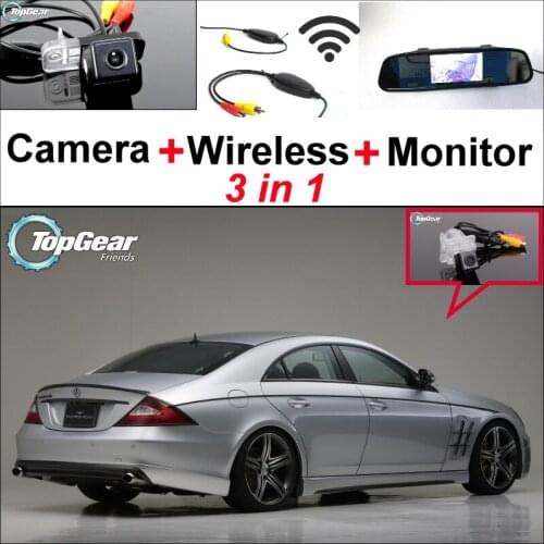 3 in1 Special Camera + Wireless Receiver + Mirror Monitor DIY Parking System For Mercedes Benz CLS Class MB W219 C219 2004~2011
