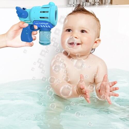 Outdoor Electric Cartoon Bubble Machine Bubble Maker with Light Automatic Gun Shape Beach Bathroom By The Sea Indoor Toy for Kid