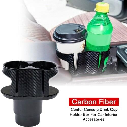 Universal Black Carbon Fiber Car Center Console Drink Holder Water Cup Holder for Car SUV Truck Pickup Accessories