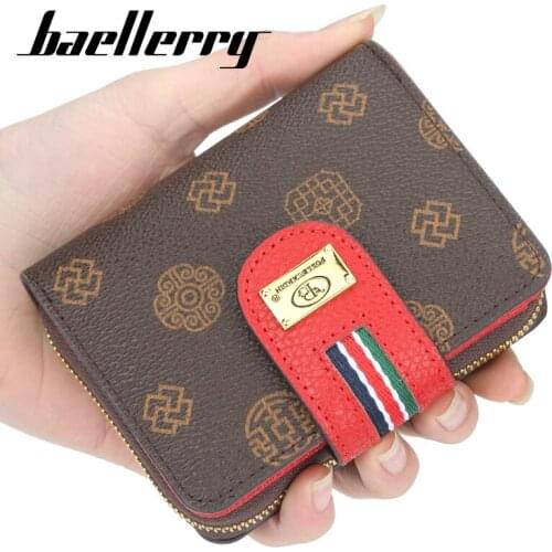 Womens wallet baellerry short pattern classic ladies wallet womens buckle zipper multifunctional coin purse Card package 922