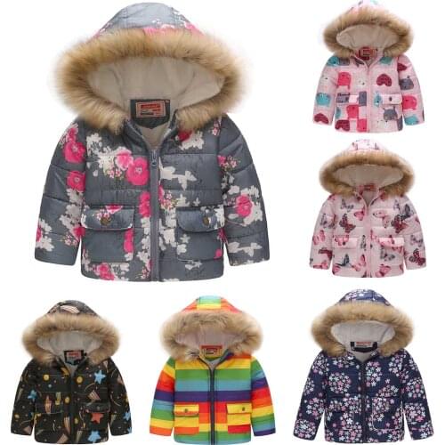 1-6Y Winter Warm Jacket For Girls Fashion Kids Coat Boys Padded Coats Big Fur Hooded Outerwear Down Jacket куртка для девочки #4