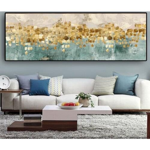Golden Money Beach Oil Painting on Canvas Modern Abstract Posters and Prints Wall Art Pictures for Living Room Home Decoration