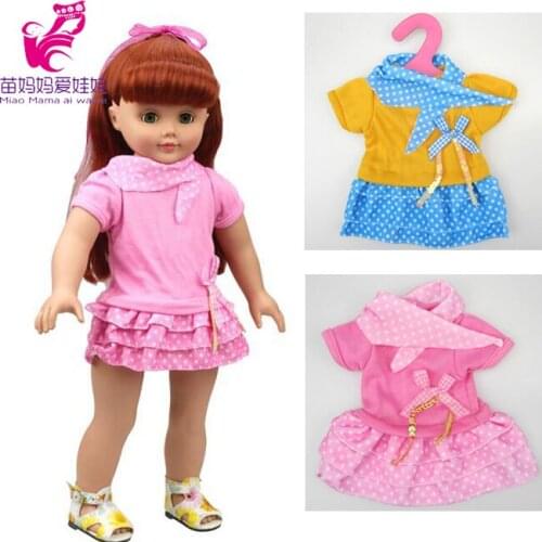 1 piece pink blue color cute dress clothes for doll girl doll clothes set for 18" 45cm baby doll