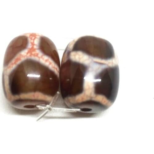 2pcs/lots Natural Agate Stone Turtle Back Patterns Tibetan Dzi Beads Reddish for diy Jewelry Bracelet necklace Free Shipping
