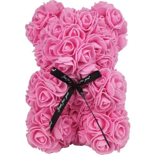 25/38cm Cartoon Rose Bear Artificial Flowers PE Rose Flower Bear Christmas Gifts for Women Valentines Day Gift Puppy Toys