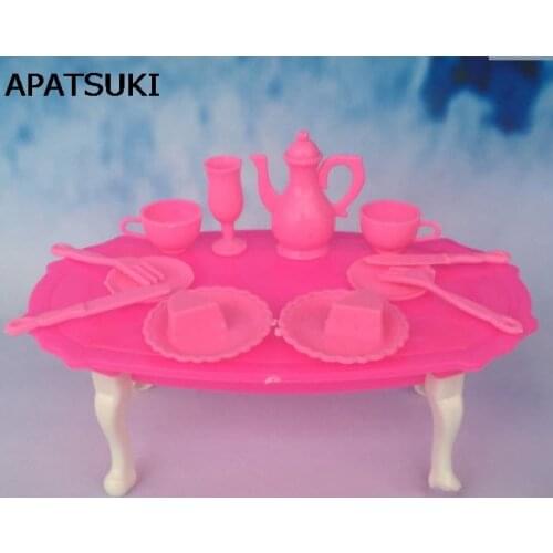 Kids Toys Play House Doll Accessories Handmade Dolls Plastic Dinning Table For Barbie Dolls For Kali dolls For Barbie Dollhouse
