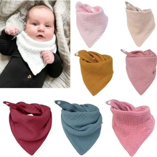 Childrens Gauze Cotton Triangle Scarf Saliva Towel Gauze Bib Printed Polka Dot J4V6