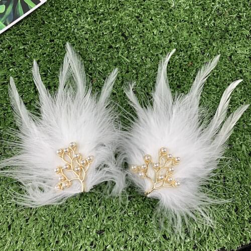 New style feather headdress Chinese wedding dress Hanfu hair accessories Korean super fairy stage performance hairpin side clip