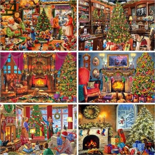 HUACAN Diamond Embroidery Christmas Tree Cross Stitch Full Square Drill 5D DIY Diamond Painting Cartoon Decor For Home