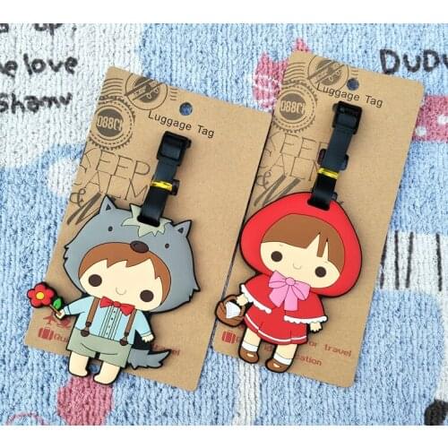 IVYYE Gray wolf Little Red Riding Hood Anime Travel Accessories Luggage Tag Suitcase ID Portable Tags Holder Baggage Label New