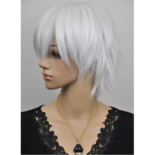 JF&FY >> new vogue fashion short gray white straight cosplay wig