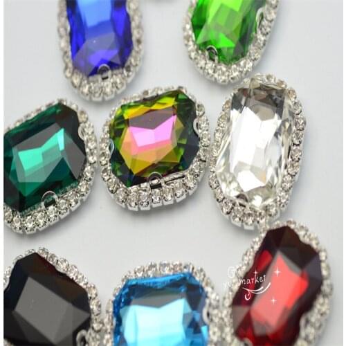 Stones with silver claw 18x25mm Rectangle Apparel Sew on For Garment accessories shoes bacgs diy