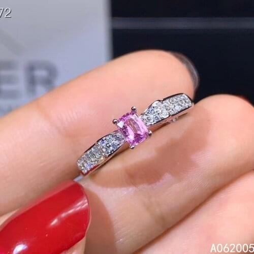KJJEAXCMY fine jewelry 925 sterling silver inlaid natural pink sapphire new Female ring trendy Support test hot selling