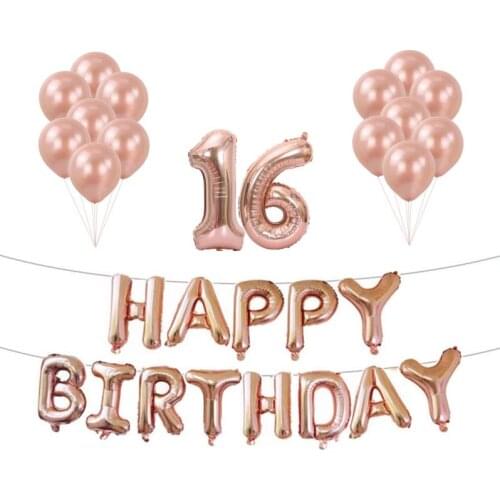 Sweet 16/18/30 birthday banners 16th birthday party decorations sweet 18 rose gold number air dots girl birthday ballon sets