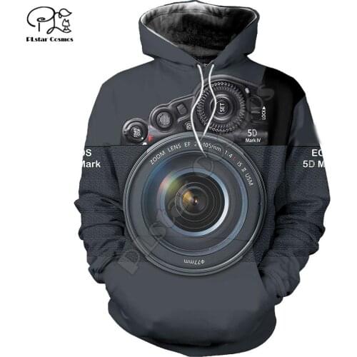 Mens women camera lens 3d all over printed Hoodies unisex long sleeve Sweatshirts jacket warrior pullover tracksuit