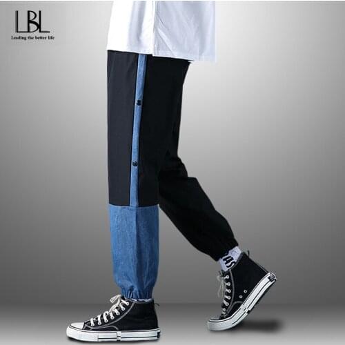 2021 New Mens Casual Joggers Pants Man Loose Patchwork Trousers Streetwear Hip Hop Pants Male Fashion Elastic Waist Cargo Pants