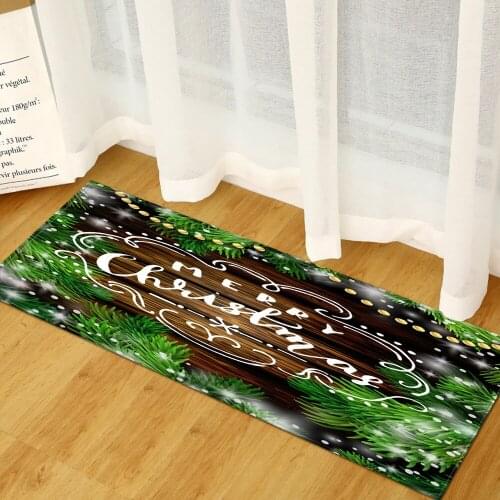 New Year Carpet Anti-slip Waterproof Christmas Doormats Bath Kitchen Floor Mat Flannel Xmas party Decor Area Rugs Christmas gift