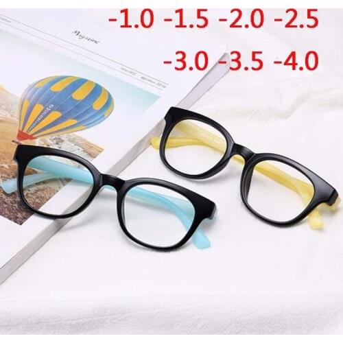 -1.0 -1.5 -2.0 -2.5 -3.0 -3.5 -4.0 Round Finished Myopia Glasses Women Men Retro TR90 Myopia Eyeglasses Blue yellow white Frame