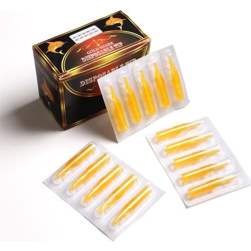 Disposable Tattoo Needle Mouth 50Pcs Mixed Multi Model Yellow Disinfection Tattoo Accessories Body Art Supply Beauty Salon Tools