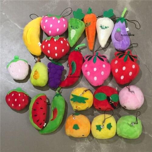 Wholesale 20pcs MIX Vegetables , Fruits 4-6CM Stuffed TOY DOLL , Mini Wedding Bouquet TOY Gift Plush String TOY DOLL