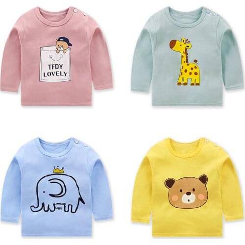 Autumn Style Childrens Clothing T Shirt Baby Boys Cartoon Tops Long Sleeved Soft T-shirt Cotton Bottoming Shirt For Girl Casual