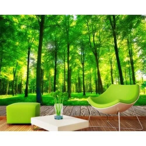 Custom 3D Green woods Wall Mural Photo Wallpaper Scenery wallpaper Living Room home decor papel de parede beibehang 3d wallpaper