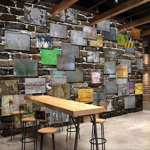Custom Mural Wallpaper Retro Nostalgic Brick Wall Cement Wall Bar Restaurant Cafe Background Wall Mural Papel De Parede Frescoes