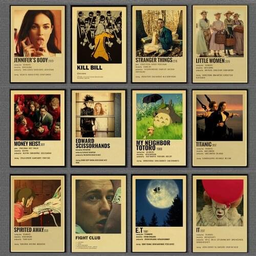 Classic Movie TV Show Anime Poster Kill Bill /Pulp Fiction/The Office/E.T Retro Posters and Prints Painting Wall sticker